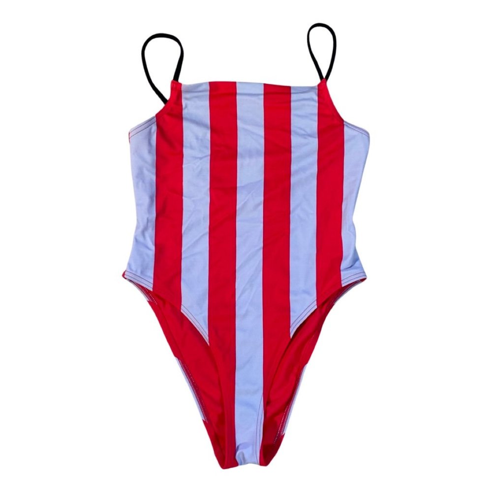 Striped High Cut Swimsuit